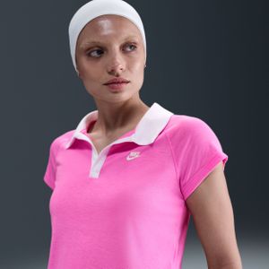 Nike aansluitende retro polotop voor dames - Roze