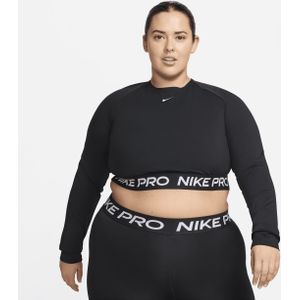 Nike Pro 365 Dri-FIT korte damestop met lange mouwen (Plus Size) - Zwart