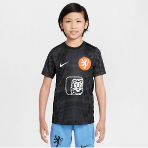 Nederland Academy Pro Nike Dri-FIT warming-uptop met korte mouwen voor kids - Zwart