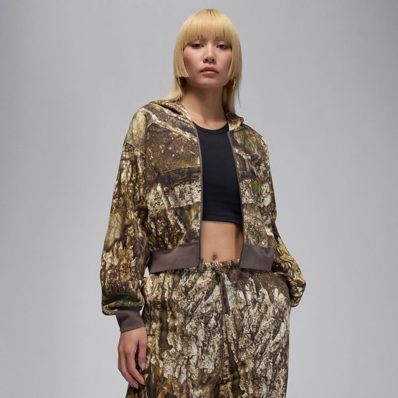 Jordan Brooklyn Fleece Realtree Mod cropped hoodie met rits voor dames - Wit