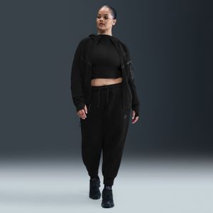 Nike Sportswear Tech Fleece joggingbroek met halfhoge taille voor dames (Plus Size) - Zwart