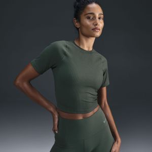 Nike Zenvy Rib Dri-FIT damestop met korte mouwen - Groen