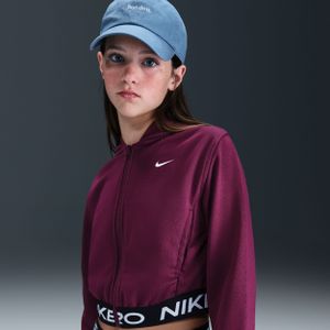 Nike Pro Fleece Dri-FIT hoodie met rits over de hele lengte voor meisjes - Rood