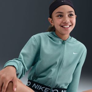 Nike - Pro Fleece Dri-FIT Hoodie - Zwart - Met Rits Over De Hele Lengte Voor Meisjes
