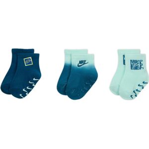 Nike Glow With Me geribde sokken met anti-slip voor baby's/peuters (3 paar) - Blauw