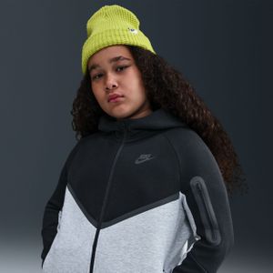 Nike Tech Fleece hoodie met rits over de hele lengte voor kids (ruimere maten) - Grijs