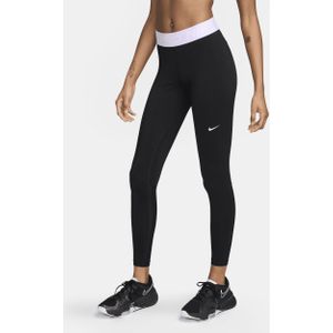 Nike Pro Legging met halfhoge taille en mesh vlakken voor dames - Zwart
