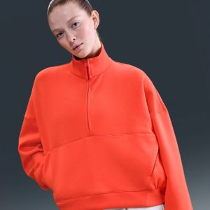 Nike 24.7 ImpossiblySoft Dri-FIT oversized damestop met halflange rits - Rood