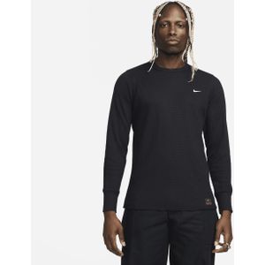 Nike Life Zware herentop met wafelpatroon en lange mouwen - Zwart