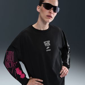 Nike After Dark Tour oversized T-shirt met lange mouwen en print voor dames - Zwart