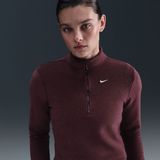 Nike Phoenix Plush aansluitende damestop van comfortabele fleece met lange mouwen en halflange rits - Rood