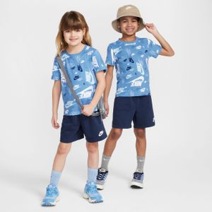 Nike set met T-shirt met print en lichte shorts van sweatstof voor kleuters - Blauw