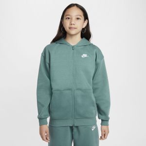 Nike Sportswear Club Fleece oversized hoodie met rits over de hele lengte voor meisjes - Groen