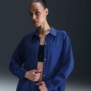 Nike 24.7 PerfectStretch Dri-FIT oversized damestop met lange mouwen - Blauw