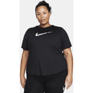 Nike One Swoosh Dri-FIT hardlooptop met korte mouwen voor dames (Plus Size) - Zwart