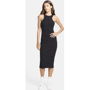 Nike Sportswear Chill Knit aansluitende mouwloze geribbelde midi jurk - Zwart