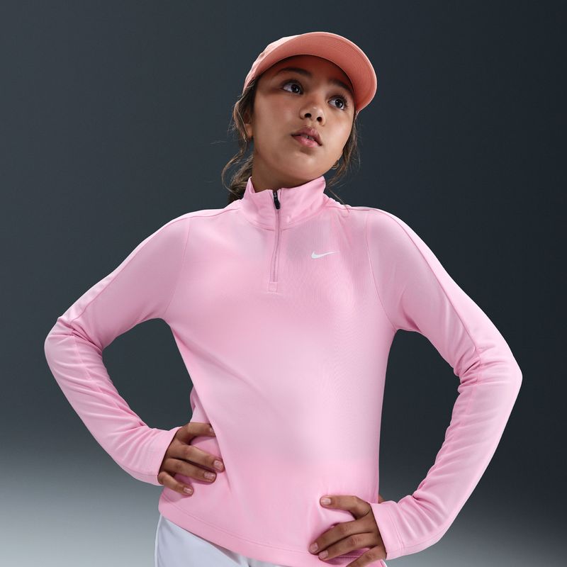 Nike - Dri-FIT - Meisjestop - Medium Soft Pink - Lange Mouwen - Korte Rits