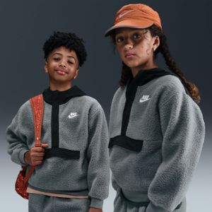 Nike Club Fleece ruimvallende hoodie met 1/4-rits voor grote kinderen - Grijs