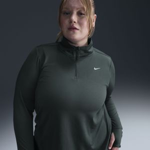 Nike Dri-FIT Swift UV hardlooptop met 1/4-rits voor dames (Plus Size) - Groen