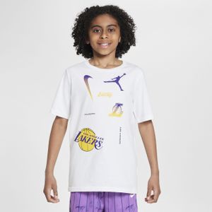 Los Angeles Lakers Courtside Statement Edition Jordan Max90 NBA-shirt voor kids - Wit
