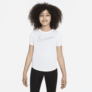 Nike One Dri-FIT trainingstop met korte mouwen voor meisjes - Wit