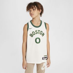 Jayson Tatum Boston Celtics 2023/24 City Edition Nike Swingman NBA-jersey met Dri-FIT voor kids - Wit