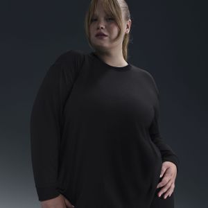 Nike One Relaxed Dri-FIT damestop met lange mouwen (Plus Size) - Zwart