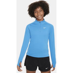 Nike Dri-FIT top met halflange rits en lange mouwen voor meisjes - Blauw