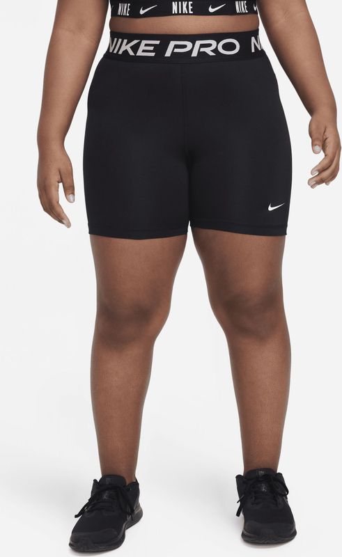 Nike Pro Dri-FIT meisjesshorts (13 cm, ruimere maten) - Zwart