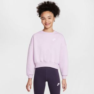 Nike Club Fleece sweatshirt met ronde hals en recht design voor meisjes - Paars