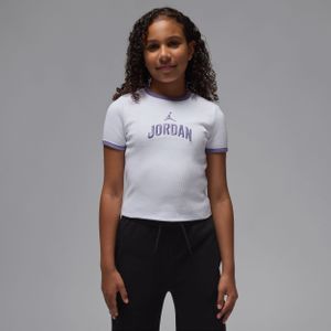 Jordan semi-gecropte geribbelde T-shirt voor kids - Wit