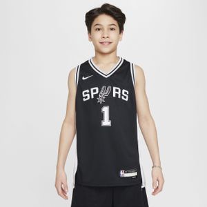 San Antonio Spurs 2022/23 Icon Edition Swingman NBA-jersey voor jongens - Zwart