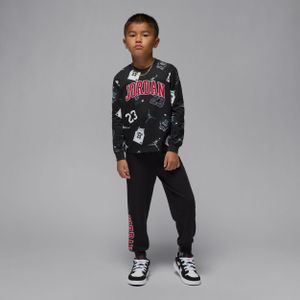 Jordan 23 jersey set met T-shirt met lange mouwen en broek voor kleuters - Zwart