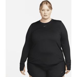 Nike Dri-FIT Swift UV hardlooptop met ronde hals voor dames (Plus Size) - Zwart