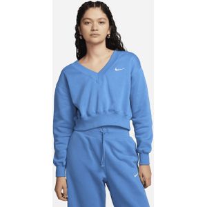 Nike Sportswear Phoenix Fleece korte damestop met V-hals - Blauw