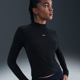 Nike Chill Knit - T-shirt - Zwart - Aansluitend met Mock-hals en Lange Mouwen