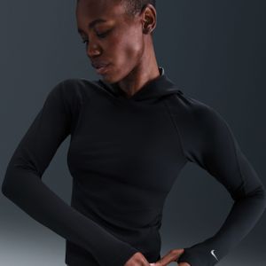 Nike Universa aansluitende Dri-FIT damestop met capuchon en lange mouwen - Zwart