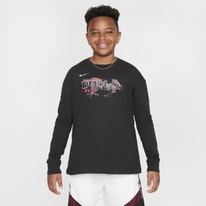 Chicago Bulls Essential Nike NBA Max90 T-shirt met lange mouwen voor jongens - Zwart