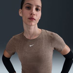 Nike Pro Dri-FIT korte damestop van jacquard met korte mouwen - Bruin