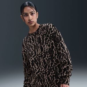 Nike Phoenix Fleece oversized sweatshirt met ronde hals en print voor dames - Zwart