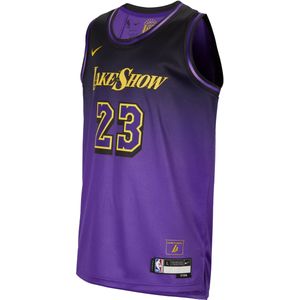 LeBron James Los Angeles Lakers 2024/25 City Edition Nike Swingman NBA-jersey met Dri-FIT voor kids - Paars