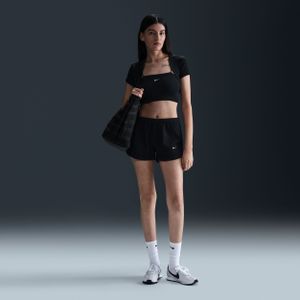 Nike Sportswear Chill Waffle damesshorts met halfhoge taille (8 cm) - Zwart