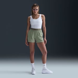 Nike Chill Terry damesshorts met halfhoge taille (10 cm) - Groen