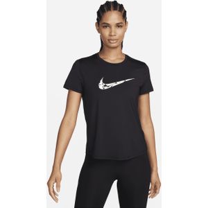 Nike One Swoosh Dri-FIT hardlooptop met korte mouwen voor dames - Zwart