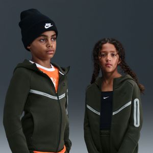 Nike Tech Fleece hoodie met rits over de hele lengte en accenten met reflecterend design voor kids - Groen