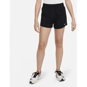 Nike Dri-FIT One geweven trainingsshorts met hoge taille voor meisjes - Zwart