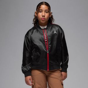 Jordan satijnen bomberjack met kleurvlakken voor kids - Zwart