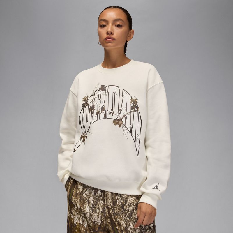 Jordan Brooklyn Fleece Realtree sweatshirt met ronde hals voor dames - Wit