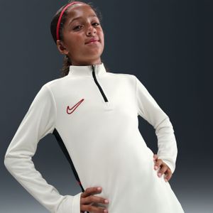 Nike Academy voetbaltrainingstop met Dri-FIT, lange mouwen en korte rits voor kids - Wit