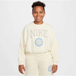 Nike Club sweatshirt van sweatstof met ronde hals voor meisjes - Wit